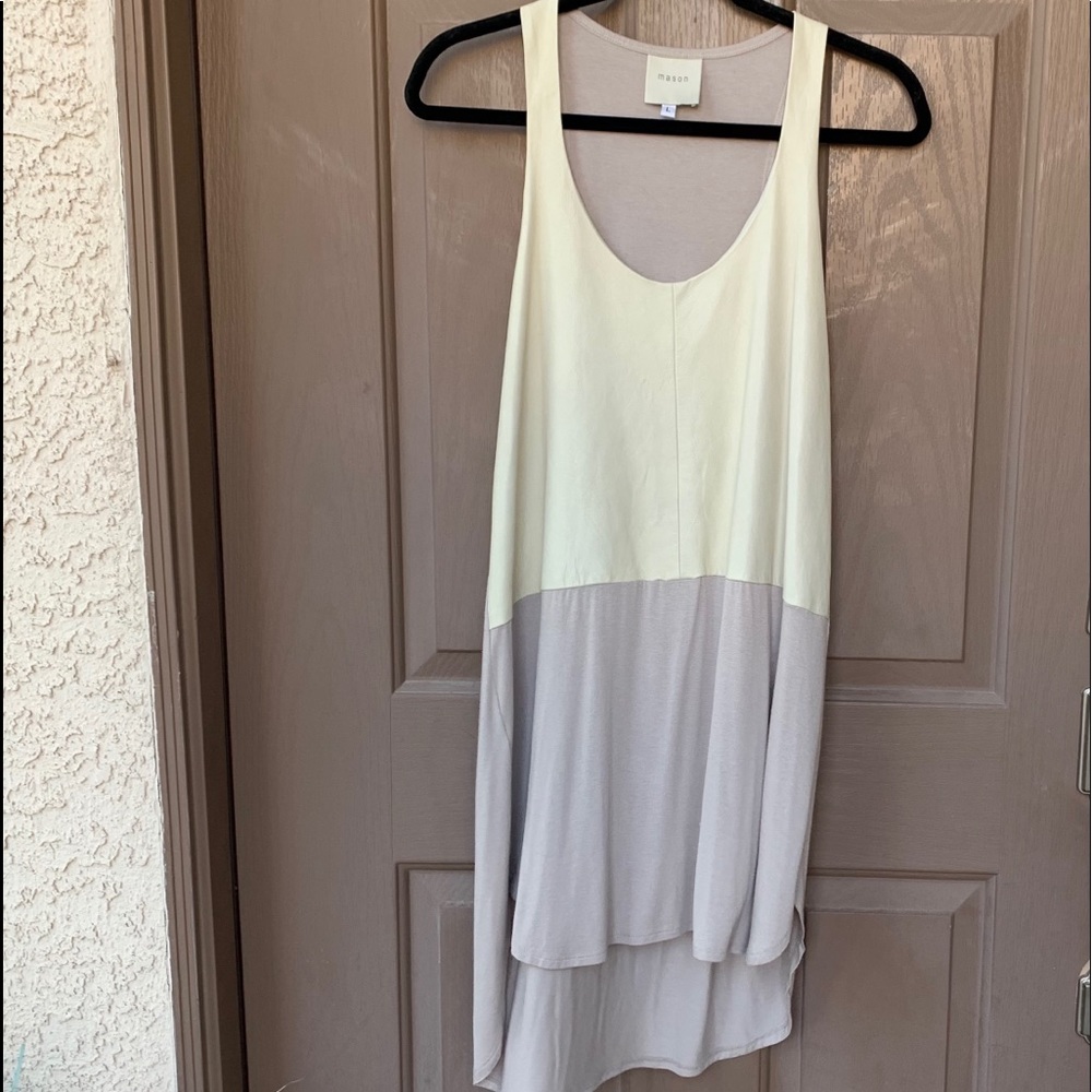Mason Rare Leather and Silk High Low dress
